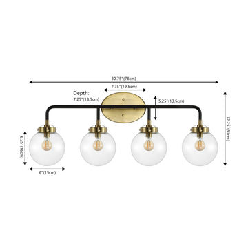 Caleb Brass Vanity Wall Sconce Clear